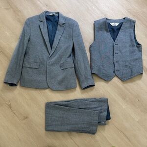 H&M Linen Cotton Blend Kids Blue Suit Set